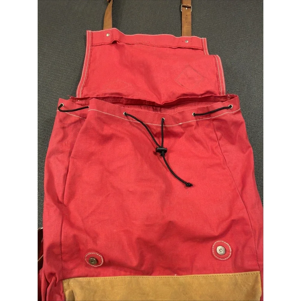 American Eagle Outfitters Canvas Backpack Draw String Faux Leather Trim